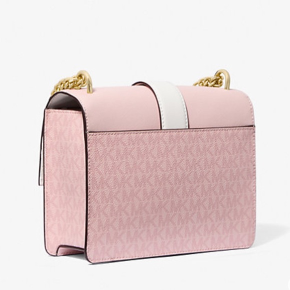 Michael Kors Pink and White Crossbody Bag with Gold Chain - Picture 3 of 4
